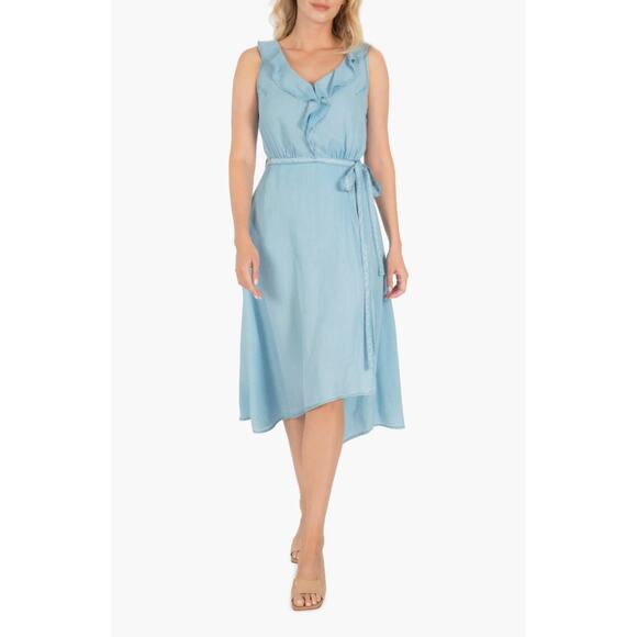 Kut from the Kloth Dresses & Skirts - NWT KUT From The Kloth Dress Blue Chambray Ruffle Sleeveless Belt Casual Small